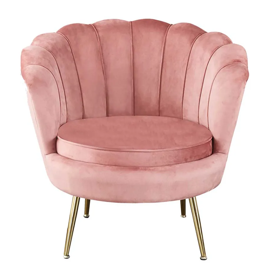 Hot Wohnen Muschel Loungesessel in Rosa & Gold - Intiatos