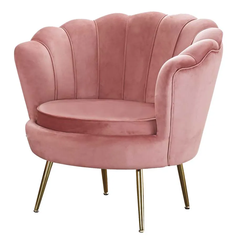 Hot Wohnen Muschel Loungesessel in Rosa & Gold - Intiatos
