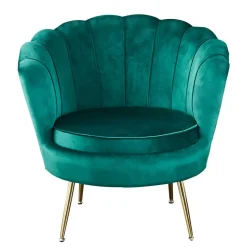Online Wohnen Muscheldesign Samtsessel in Grün & Gold - Aribert
