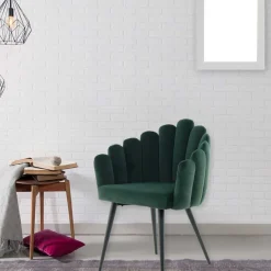 Clearance Wohnen Muschel-Designstuhl in Dunkelgrün Samt - Kenia