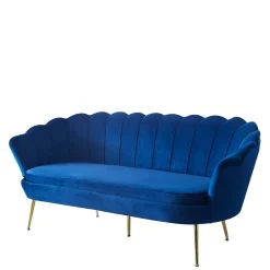 Discount Wohnen Muschelsofa in Dunkelblau Samt - Casilla
