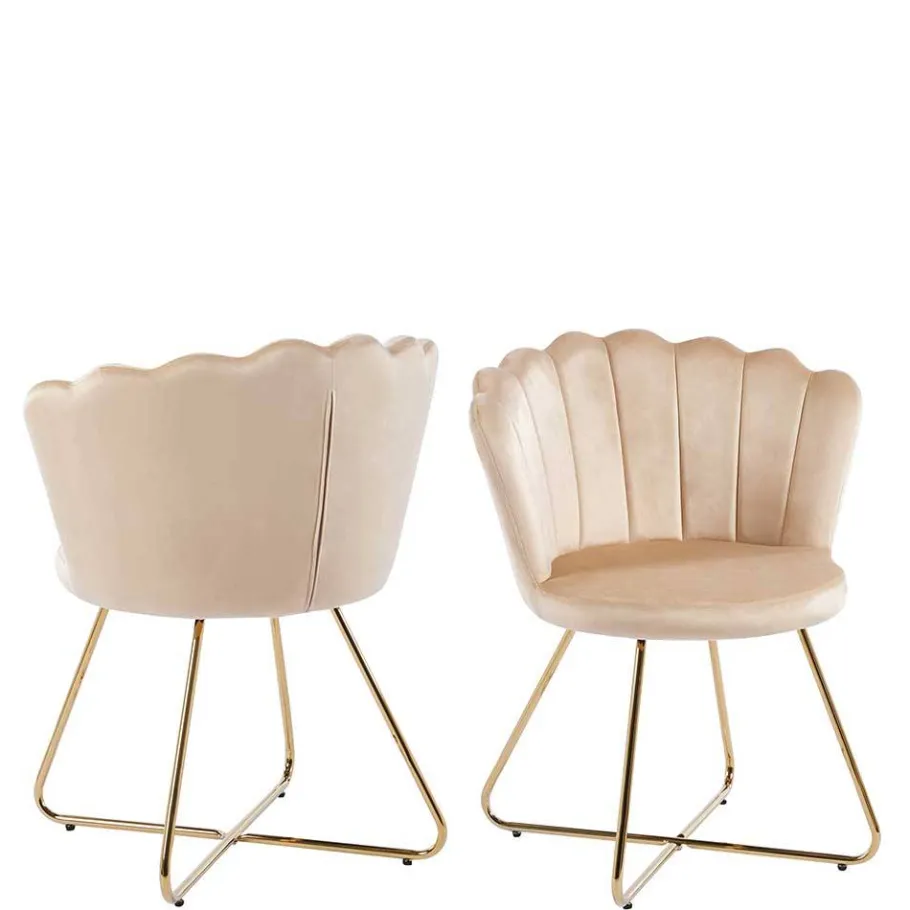 Sale Wohnen Muschelstühle in Beige und Gold - Cagahan (2er Set)