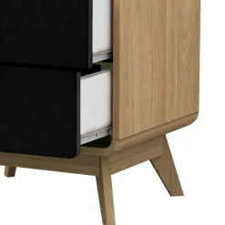 Outlet Wohnen Nachtkommode in Schwarz & Eiche - Sondros