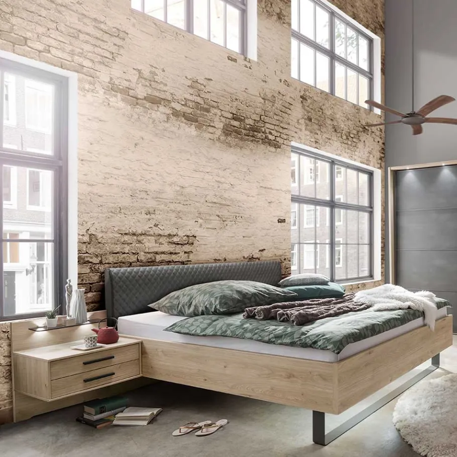 Clearance Wohnen Nachtkommoden & Doppelbett Kombi - Licruva I (dreiteilig)