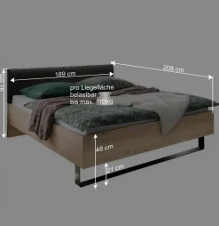 Clearance Wohnen Nachtkommoden & Doppelbett Kombi - Licruva I (dreiteilig)