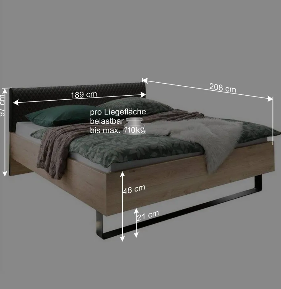 Clearance Wohnen Nachtkommoden & Doppelbett Kombi - Licruva I (dreiteilig)