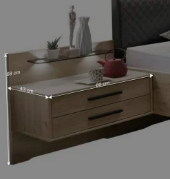 Clearance Wohnen Nachtkommoden & Doppelbett Kombi - Licruva I (dreiteilig)