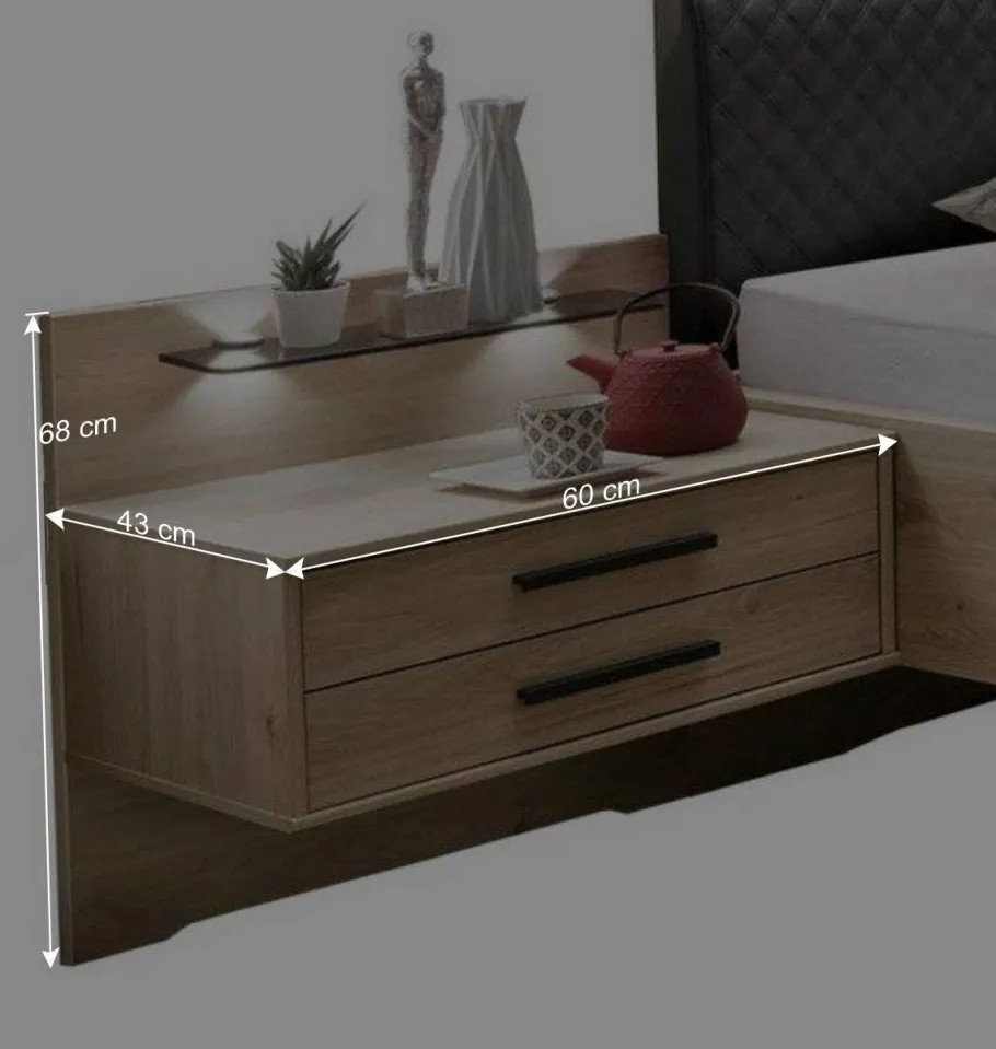Clearance Wohnen Nachtkommoden & Doppelbett Kombi - Licruva I (dreiteilig)