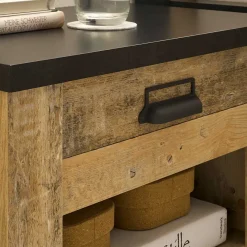 Outlet Wohnen Nachtkonsole im Altholz Look & Anthrazit - Naiavio
