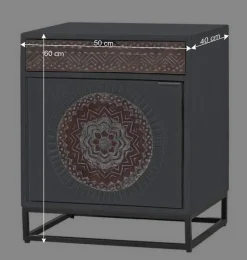 Hot Wohnen Nachtschrank - dekorativ mit Mandala - Mesusco