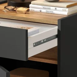 Clearance Wohnen Nachtschrank in Anthrazit und Wildeiche Dekor - Ahilav