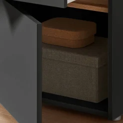Clearance Wohnen Nachtschrank in Anthrazit und Wildeiche Dekor - Ahilav
