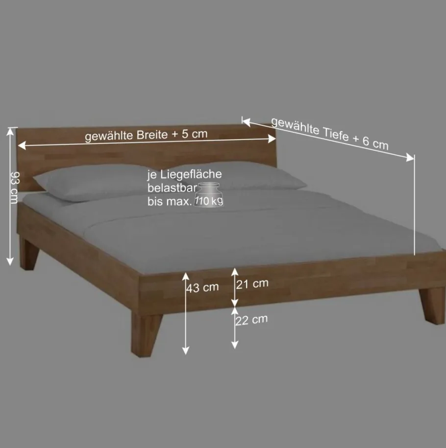 New Wohnen Natürliches Holzbett Jessen z.B. als Einzelbett