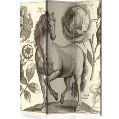 Wohnen Nostalgie Paravent Pferd & Blumen - Ilea