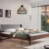 Discount Wohnen Nussbaum Bett mit Kunstleder Kopfteil - Munteao