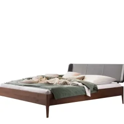 Discount Wohnen Nussbaum Bett mit Kunstleder Kopfteil - Munteao