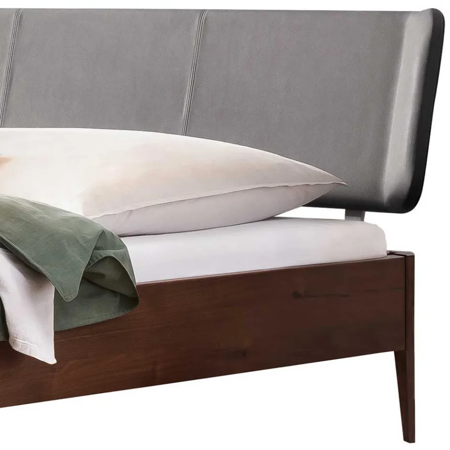Discount Wohnen Nussbaum Bett mit Kunstleder Kopfteil - Munteao
