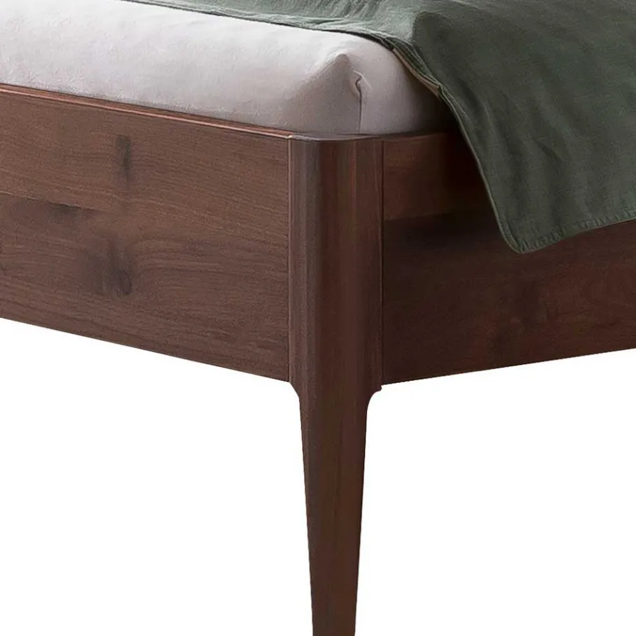 Discount Wohnen Nussbaum Bett mit Kunstleder Kopfteil - Munteao