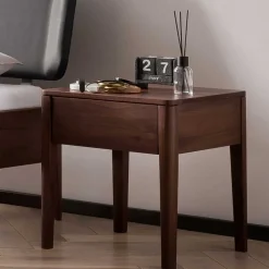 Discount Wohnen Nussbaum Bett mit Kunstleder Kopfteil - Munteao