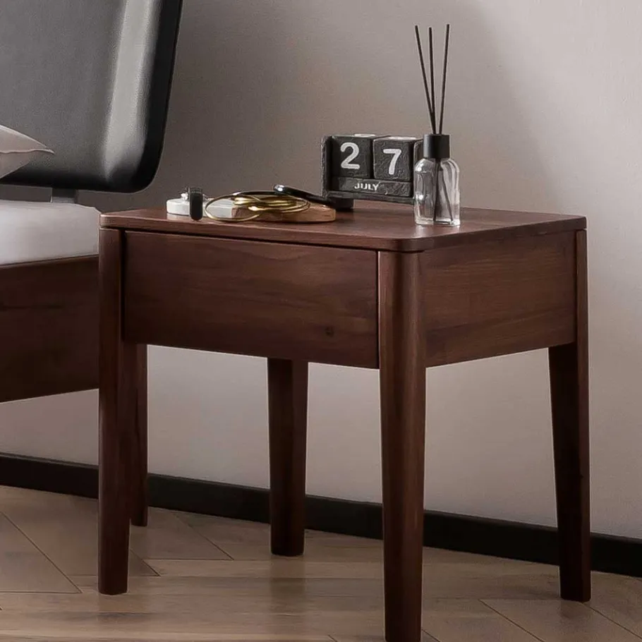 Discount Wohnen Nussbaum Bett mit Kunstleder Kopfteil - Munteao