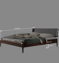 Discount Wohnen Nussbaum Bett mit Kunstleder Kopfteil - Munteao
