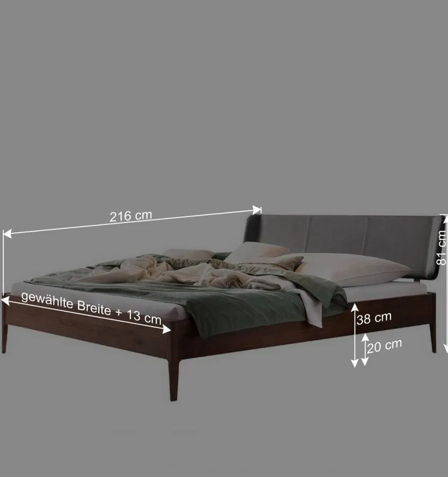 Discount Wohnen Nussbaum Bett mit Kunstleder Kopfteil - Munteao