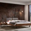 Best Wohnen Nussbaum Bett mit Metallkufen in Anthrazit - Manore