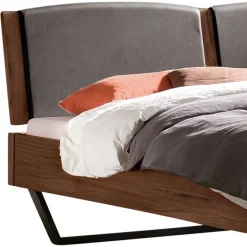 Best Wohnen Nussbaum Bett mit Metallkufen in Anthrazit - Manore