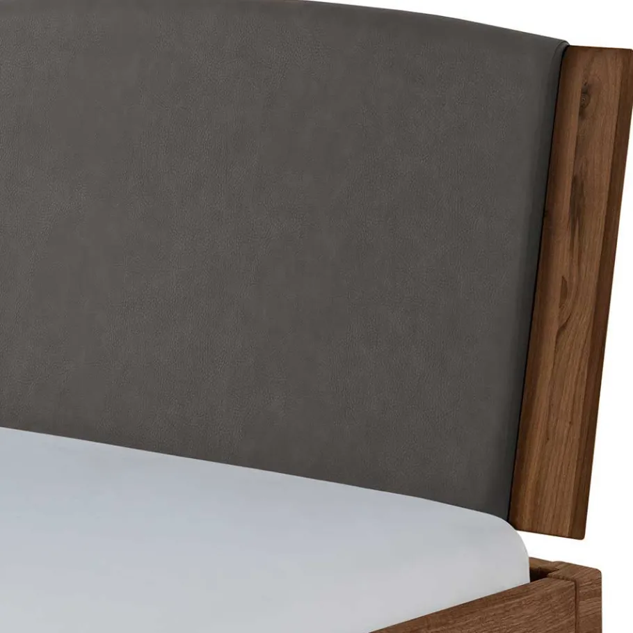 Best Wohnen Nussbaum Bett mit Metallkufen in Anthrazit - Manore