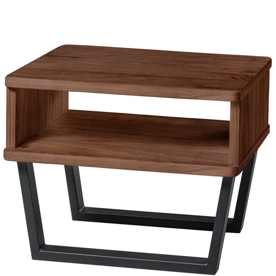 Best Wohnen Nussbaum Bett mit Metallkufen in Anthrazit - Manore