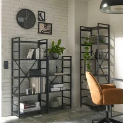 New Wohnen Offenes Industrial Style Regal in Schwarz - Keuna