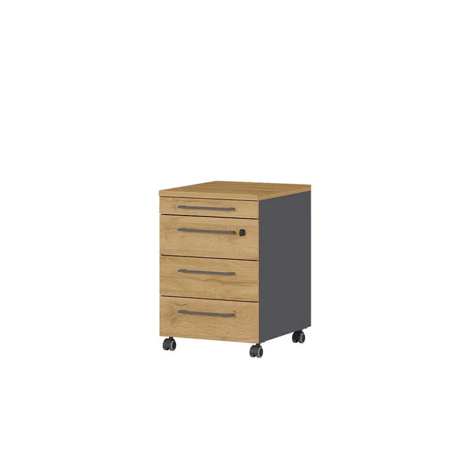 New Wohnen Officetisch mit Rollcontainer Set - Eture (zweiteilig)