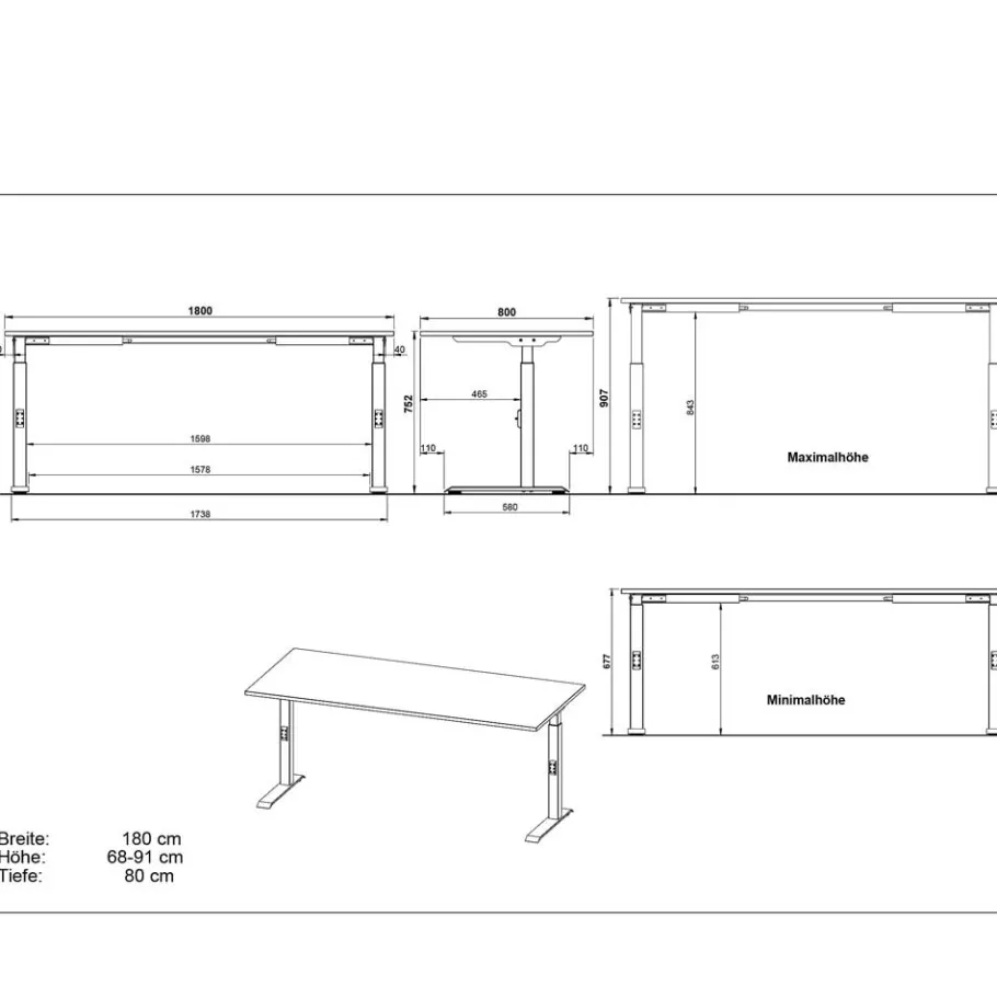 New Wohnen Officetisch mit Rollcontainer Set - Eture (zweiteilig)