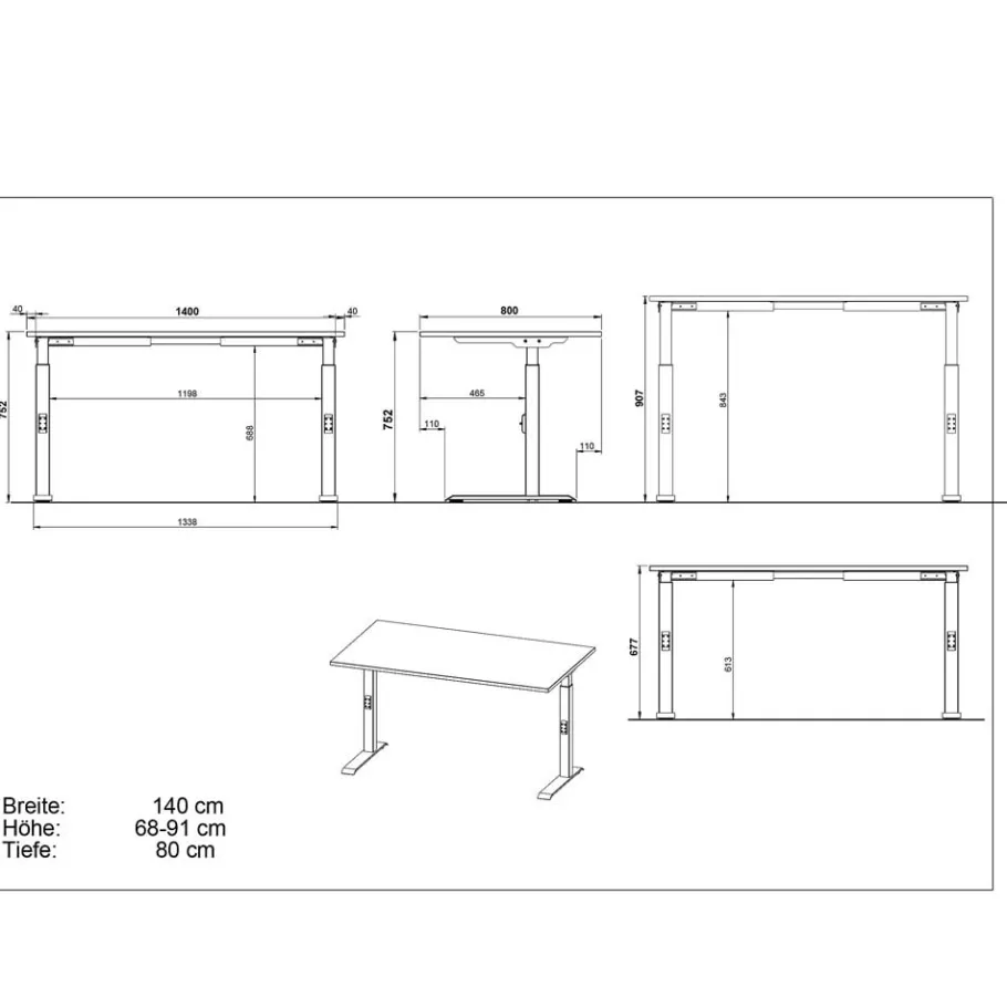 New Wohnen Officetisch mit Rollcontainer Set - Eture (zweiteilig)