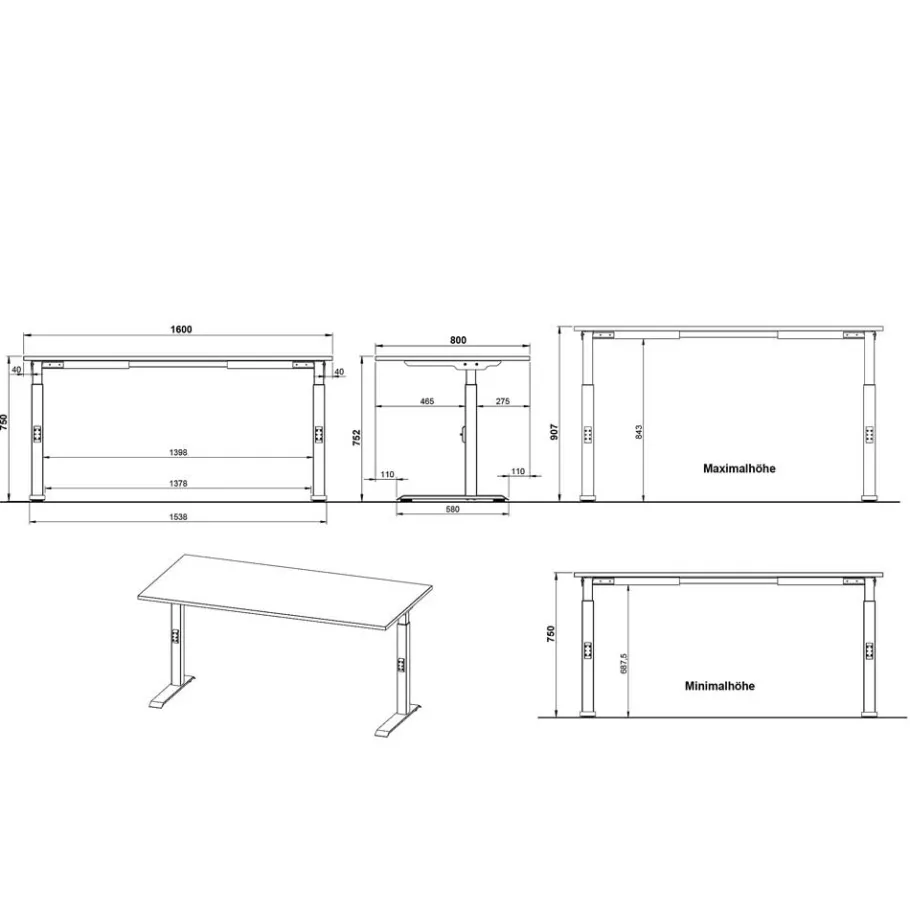 Discount Wohnen Officetisch und Rollcontainer Set - Espnoz (zweiteilig)