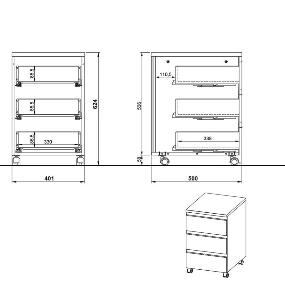 Discount Wohnen Officetisch und Rollcontainer Set - Espnoz (zweiteilig)