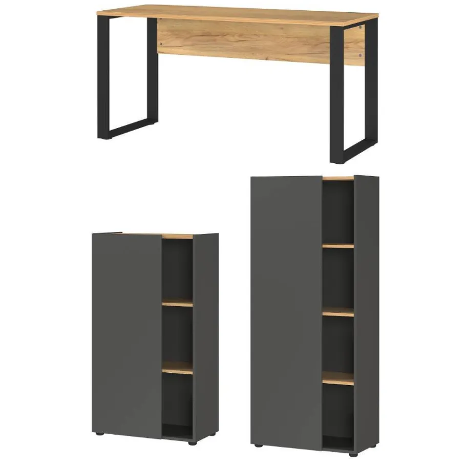Clearance Wohnen Officetisch und Schränke Set - Casai (dreiteilig)