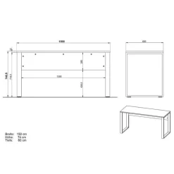 Clearance Wohnen Officetisch und Schränke Set - Casai (dreiteilig)