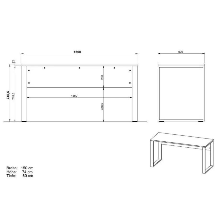 Clearance Wohnen Officetisch und Schränke Set - Casai (dreiteilig)