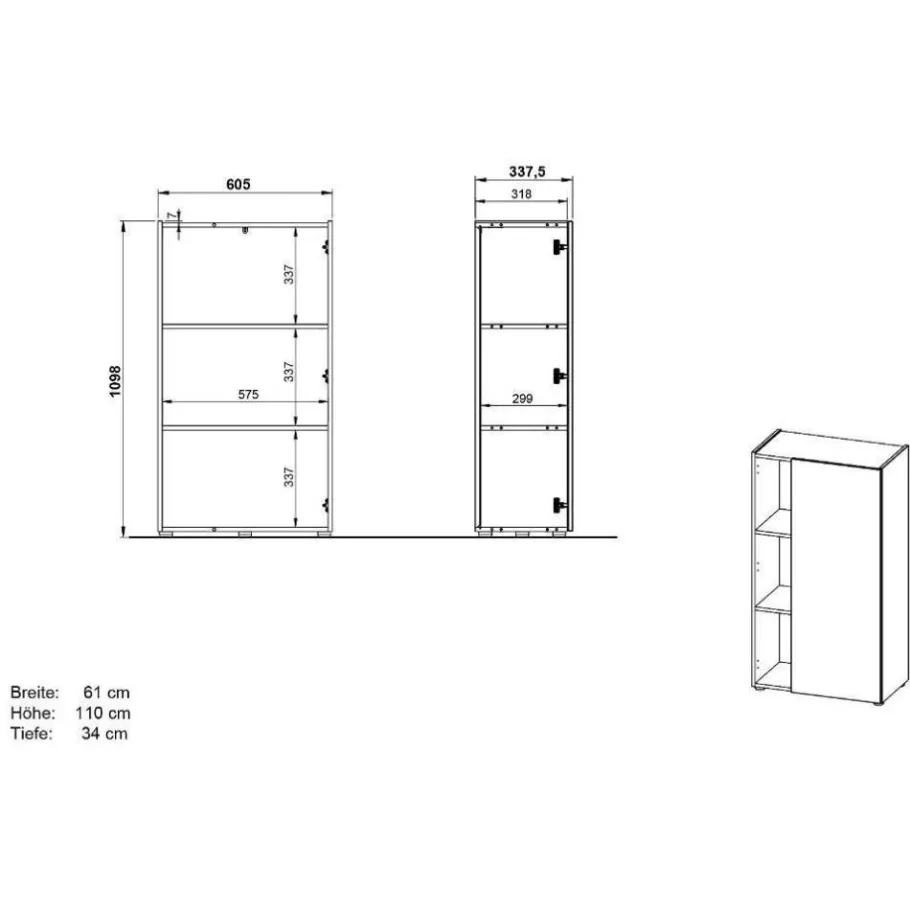 Clearance Wohnen Officetisch und Schränke Set - Casai (dreiteilig)