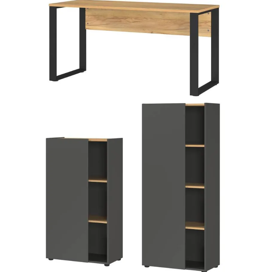 Clearance Wohnen Officetisch und Schränke Set - Casai (dreiteilig)