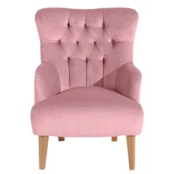 Best Wohnen Ohrensessel aus Samtvelours Rosa - Camilla