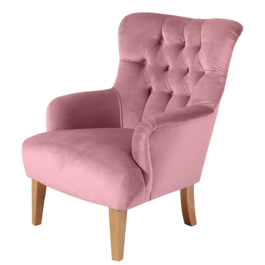 Best Wohnen Ohrensessel aus Samtvelours Rosa - Camilla