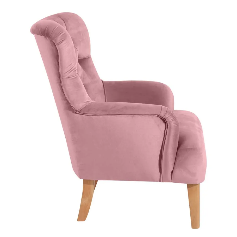Best Wohnen Ohrensessel aus Samtvelours Rosa - Camilla
