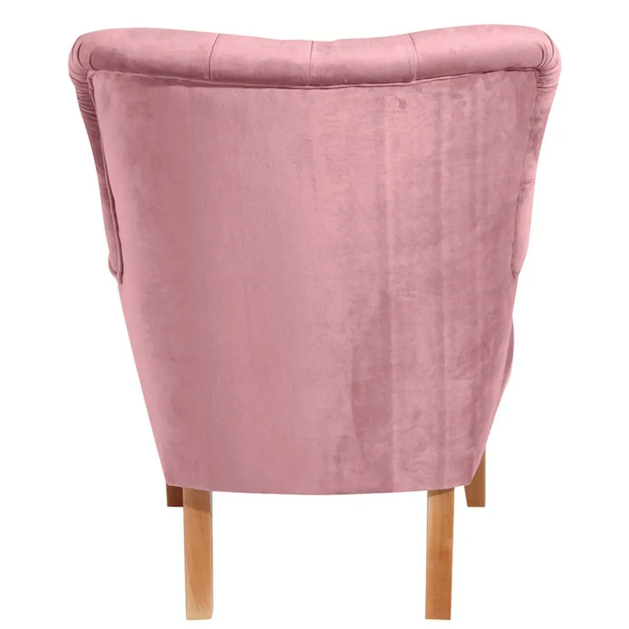 Best Wohnen Ohrensessel aus Samtvelours Rosa - Camilla