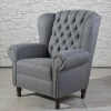 Hot Wohnen Ohrensessel in Jeansblau und Nussbaum Braun - Sasmia