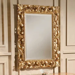 Clearance Wohnen Oppulenter Wandspiegel in Gold Holzrahmen - Carlenna I