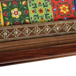 New Wohnen Orient Design Couchtisch aus Massivholz mit Glas - Danascov