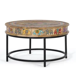 Hot Wohnen Orient Style Couchtisch mit Elefanten farbenfroh bemalt - Tabacho