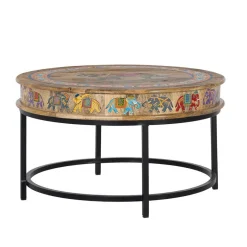 Hot Wohnen Orient Style Couchtisch mit Elefanten farbenfroh bemalt - Tabacho